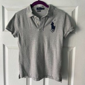 Ralph Lauren Girls Skinny Fit Grey Polo Shirt